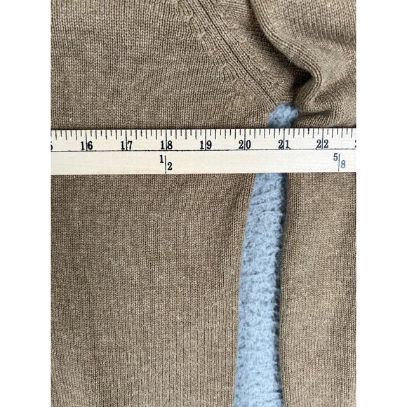 Mens Sweater Large Oscar De La Renta Quarter Zip Cotton Blend Brown Pullover - Picture 8 of 9